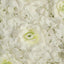 11 Sq ft. Cream 3D Silk Rose and Hydrangea Flower Wall Mat Backdrop - 4 Artificial Panels - Linen Luxes