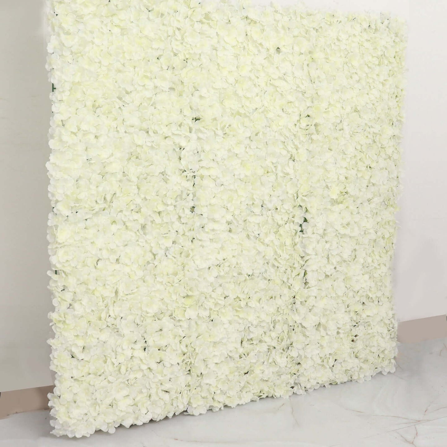 11 Sq ft. Cream UV Protected Hydrangea Flower Wall Mat Backdrop - 4 Artificial Panels - Linen Luxes