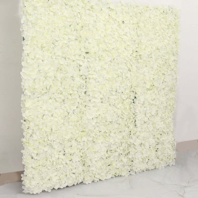 11 Sq ft. Cream UV Protected Hydrangea Flower Wall Mat Backdrop - 4 Artificial Panels - Linen Luxes