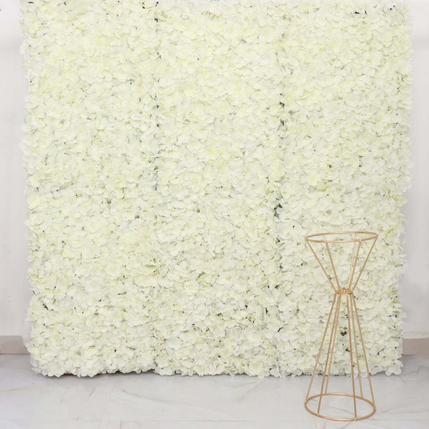 11 Sq ft. Cream UV Protected Hydrangea Flower Wall Mat Backdrop - 4 Artificial Panels - Linen Luxes