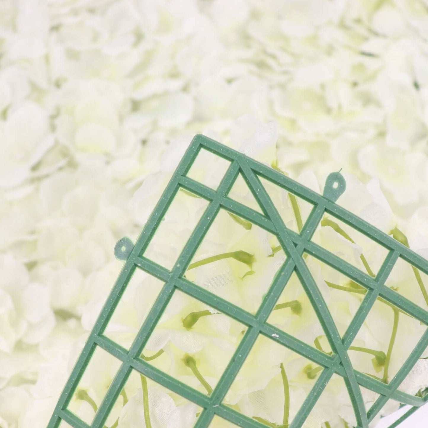 11 Sq ft. Cream UV Protected Hydrangea Flower Wall Mat Backdrop - 4 Artificial Panels - Linen Luxes