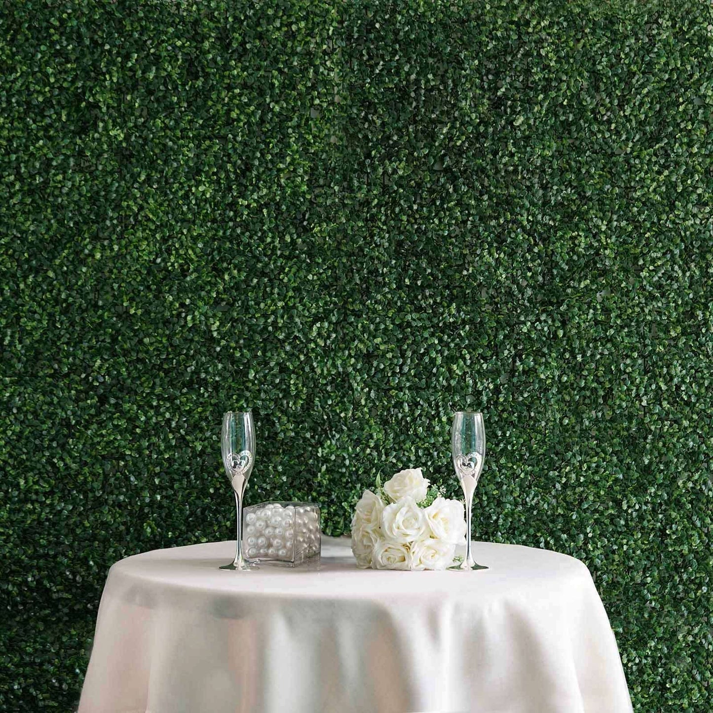 11 Sq ft. Dark Green Boxwood Hedge Garden Wall Backdrop Mat - 4 Artificial Panels - Linen Luxes