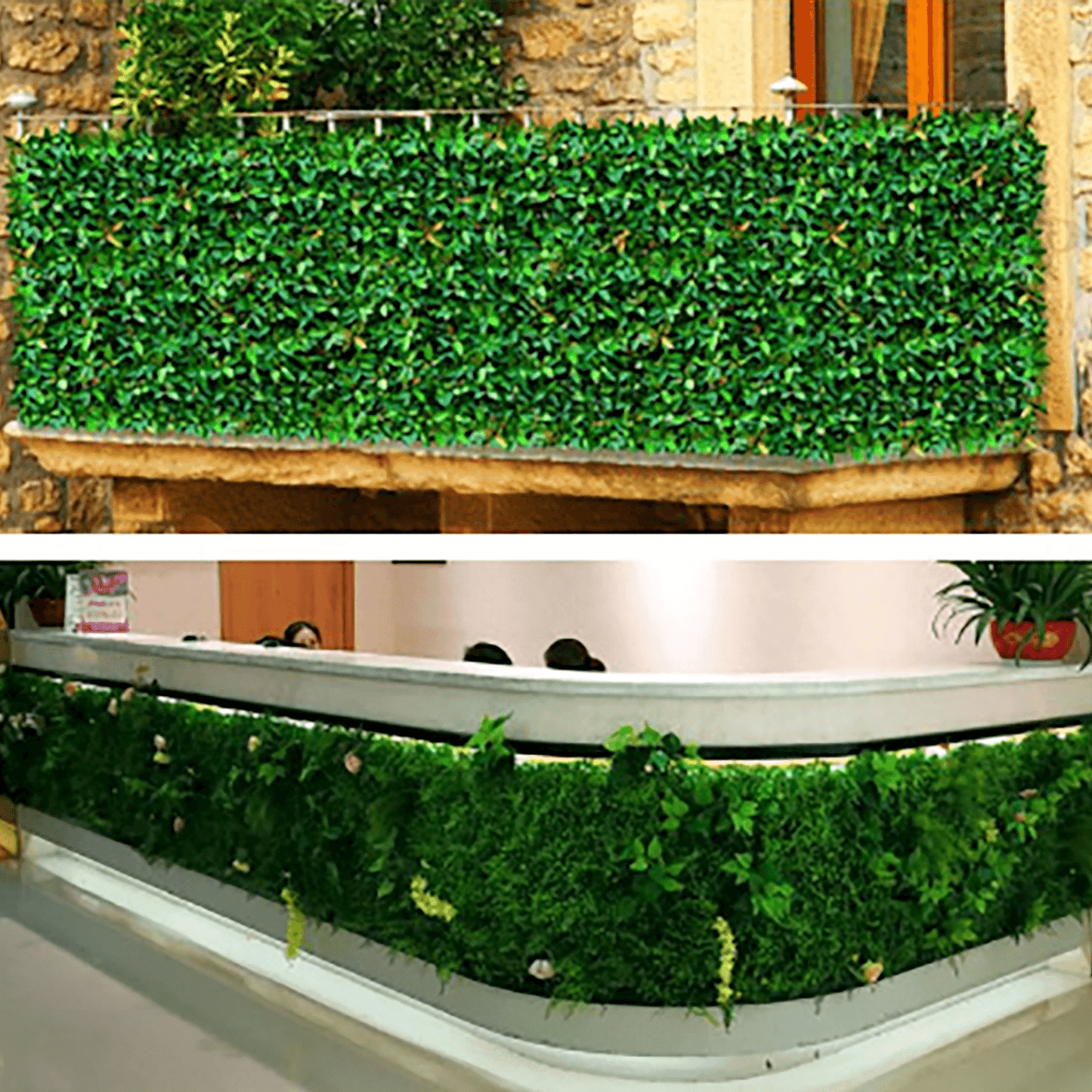 11 Sq ft. Dark Green Boxwood Hedge Garden Wall Backdrop Mat - 4 Artificial Panels - Linen Luxes