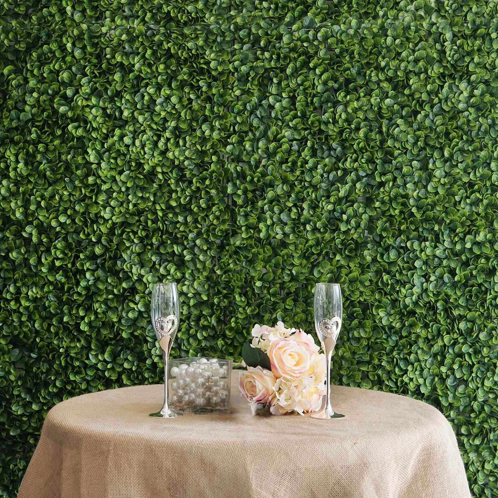 11 Sq ft. Green Boxwood Hedge Garden Wall Backdrop Mat - 4 Artificial Panels - Linen Luxes