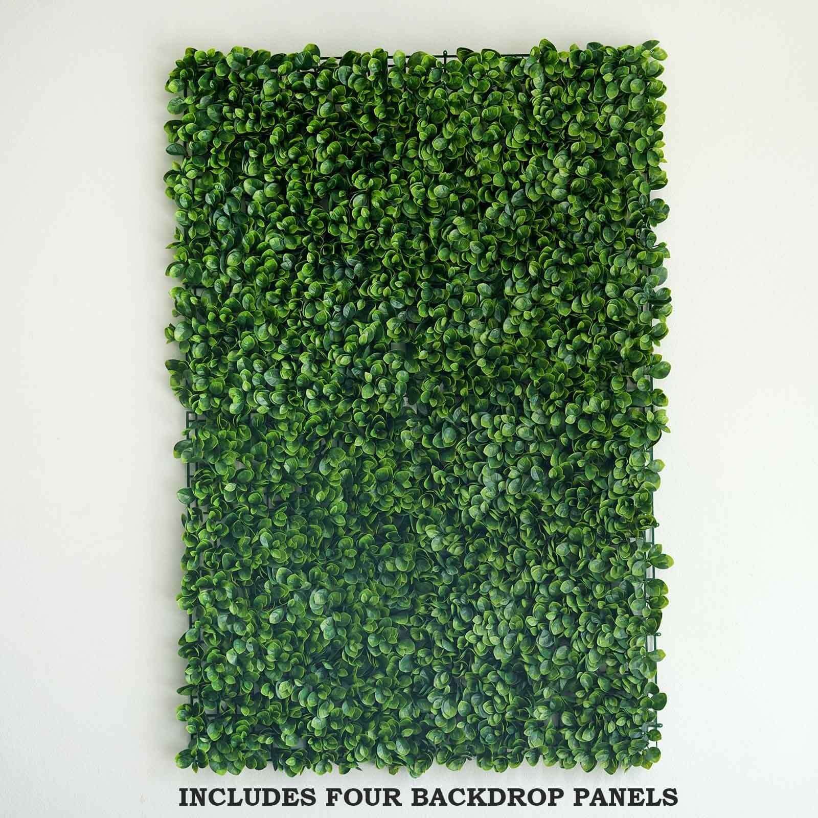 11 Sq ft. Green Boxwood Hedge Garden Wall Backdrop Mat - 4 Artificial Panels - Linen Luxes