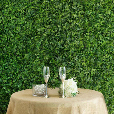 11 Sq ft. Green Boxwood Hedge Locust and Cypress Garden Wall Backdrop Mat - 4 Artificial Panels - Linen Luxes