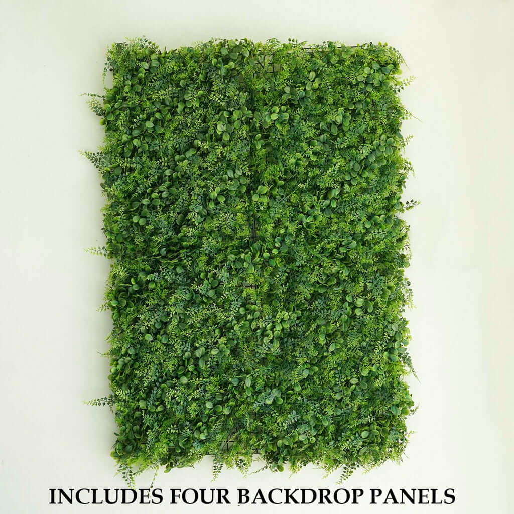 11 Sq ft. Green Boxwood Hedge Locust and Cypress Garden Wall Backdrop Mat - 4 Artificial Panels - Linen Luxes