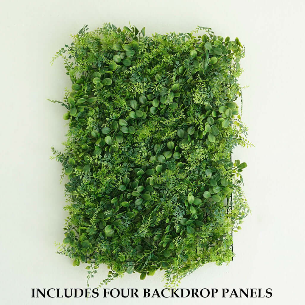 11 Sq ft. Green Boxwood Hedge Locust and Cypress Garden Wall Backdrop Mat - 4 Artificial Panels - Linen Luxes