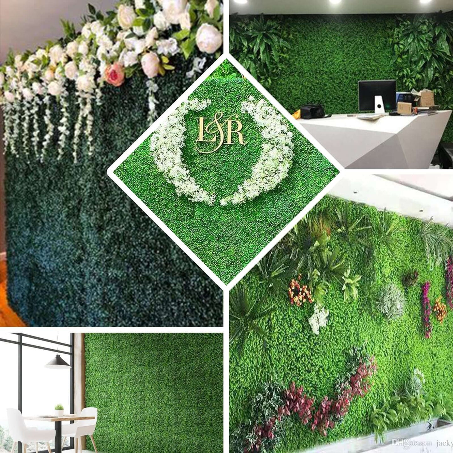 11 Sq ft. Green Boxwood Hedge Locust and Cypress Garden Wall Backdrop Mat - 4 Artificial Panels - Linen Luxes