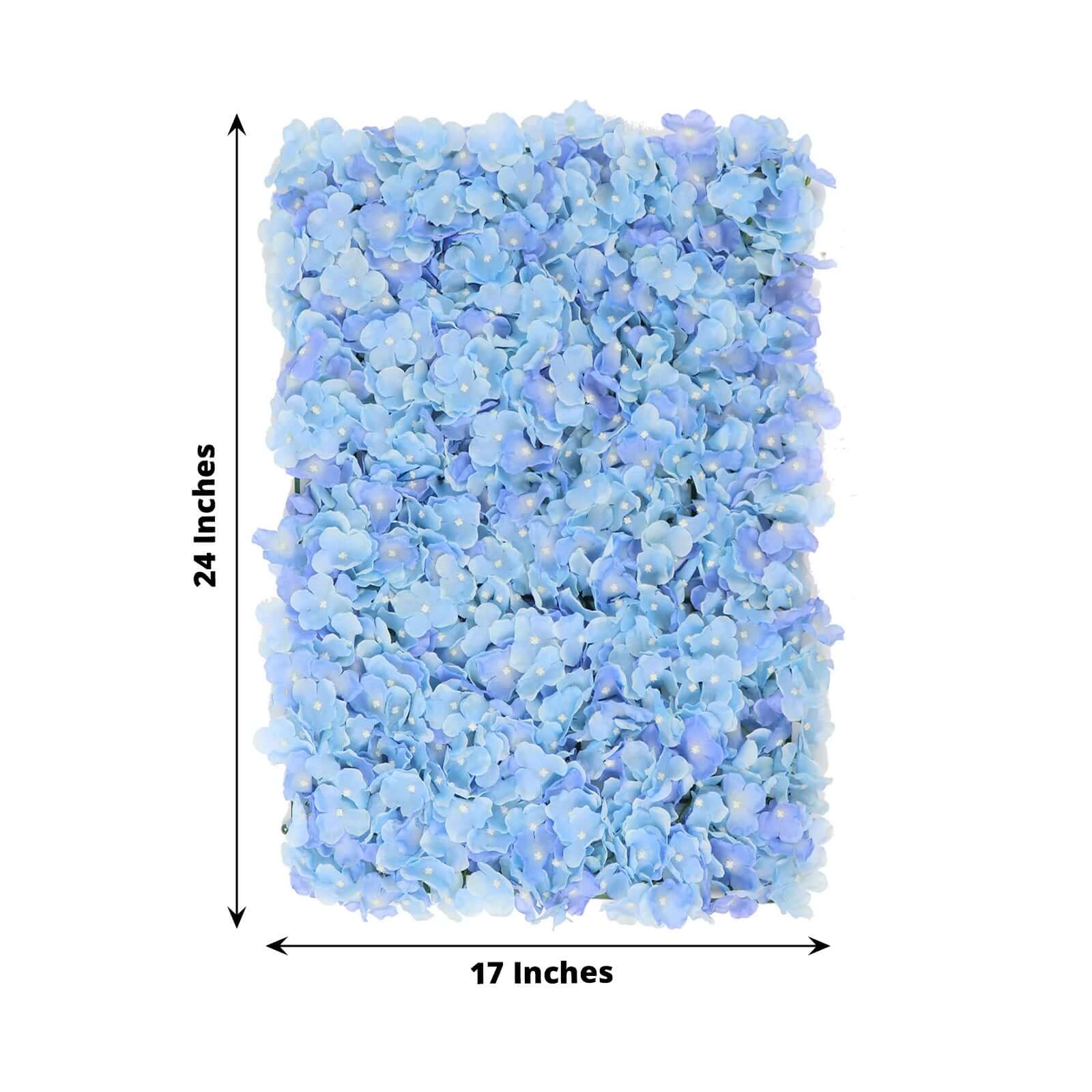 11 Sq ft. Light Blue UV Protected Hydrangea Flower Wall Mat Backdrop - 4 Artificial Panels - Linen Luxes