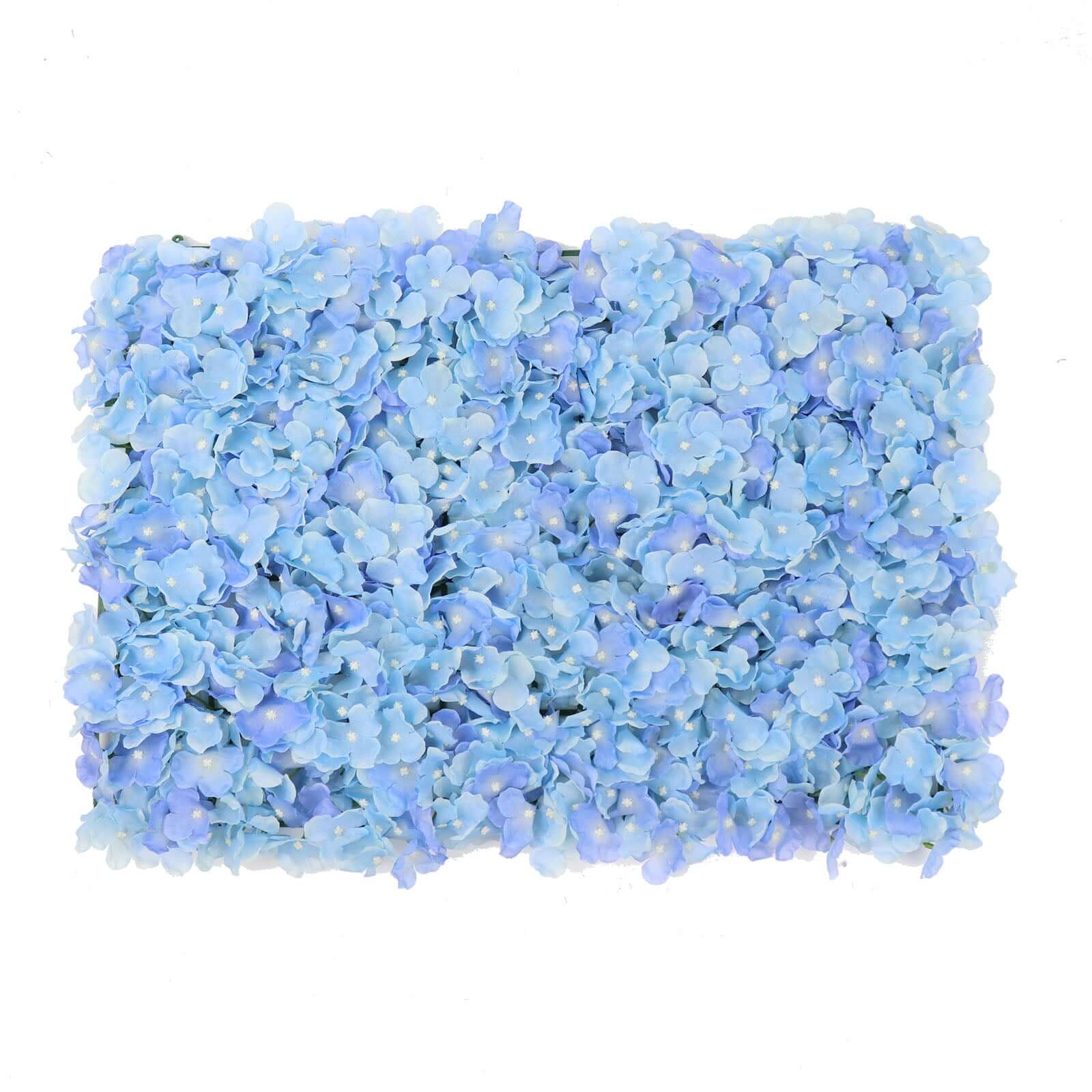 11 Sq ft. Light Blue UV Protected Hydrangea Flower Wall Mat Backdrop - 4 Artificial Panels - Linen Luxes