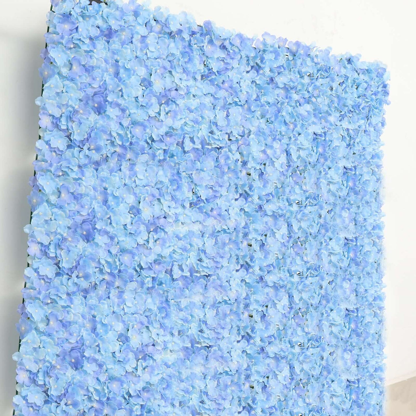 11 Sq ft. Light Blue UV Protected Hydrangea Flower Wall Mat Backdrop - 4 Artificial Panels - Linen Luxes