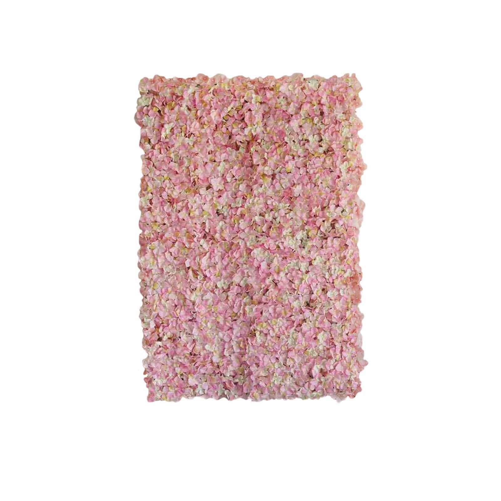 11 Sq ft. Pink Cream UV Protected Hydrangea Flower Wall Mat Backdrop - 4 Artificial Panels - Linen Luxes