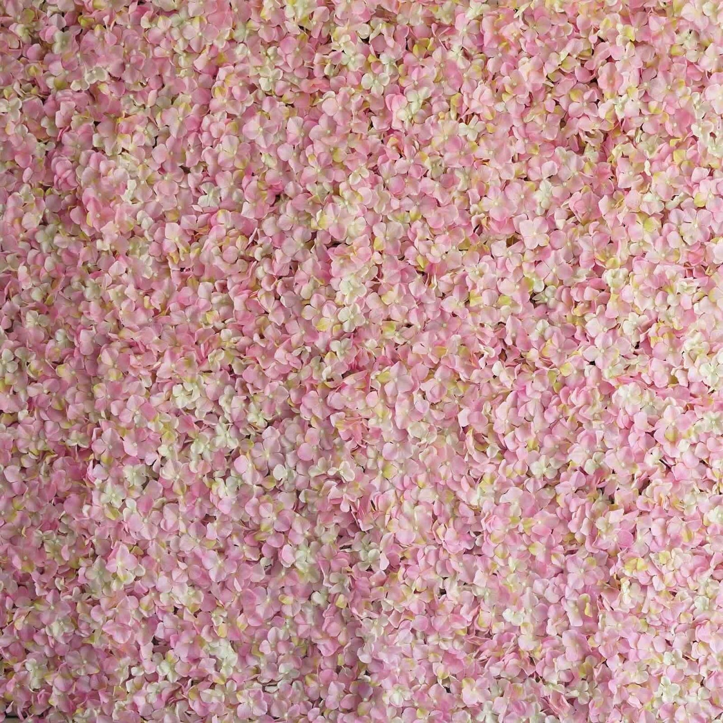 11 Sq ft. Pink Cream UV Protected Hydrangea Flower Wall Mat Backdrop - 4 Artificial Panels - Linen Luxes