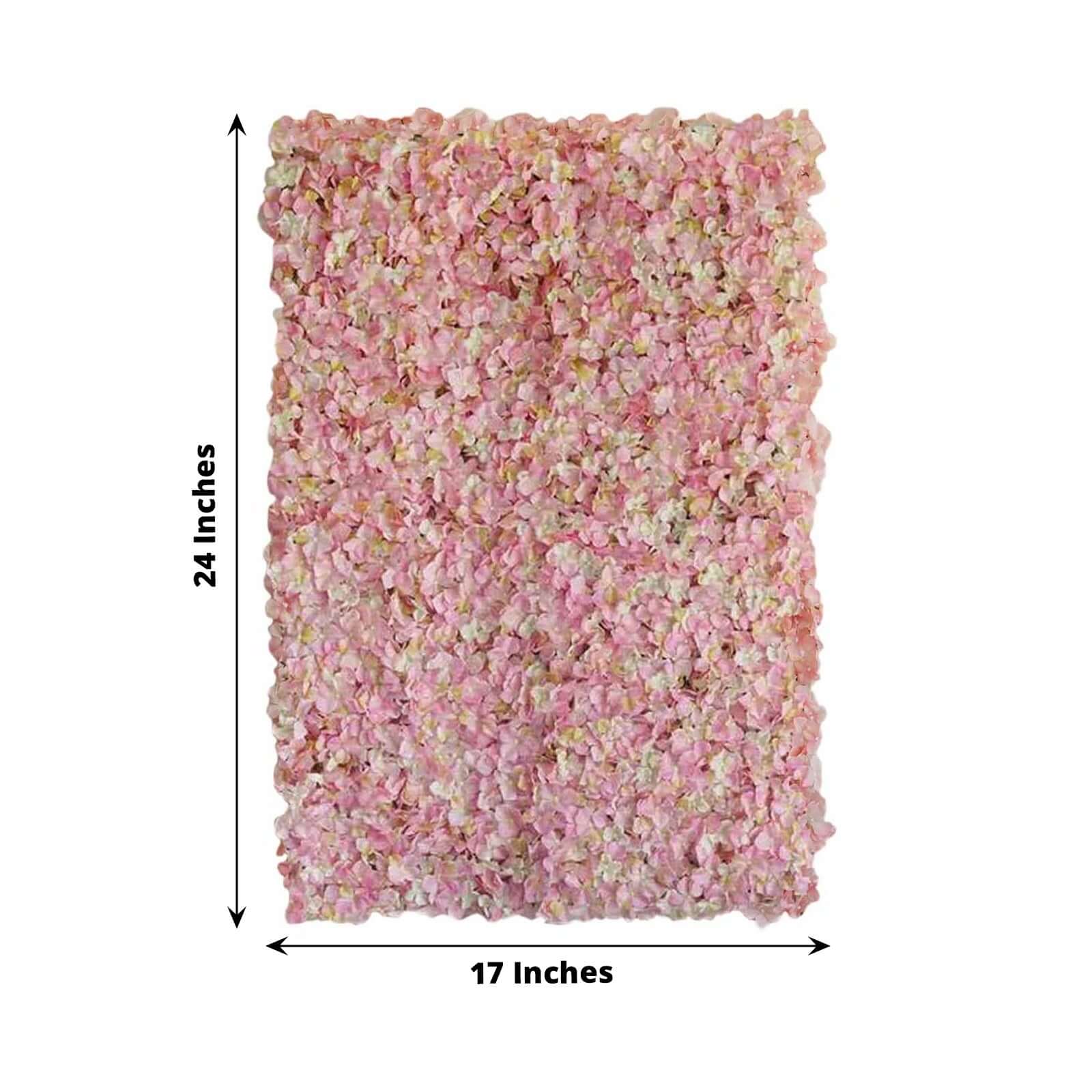 11 Sq ft. Pink Cream UV Protected Hydrangea Flower Wall Mat Backdrop - 4 Artificial Panels - Linen Luxes