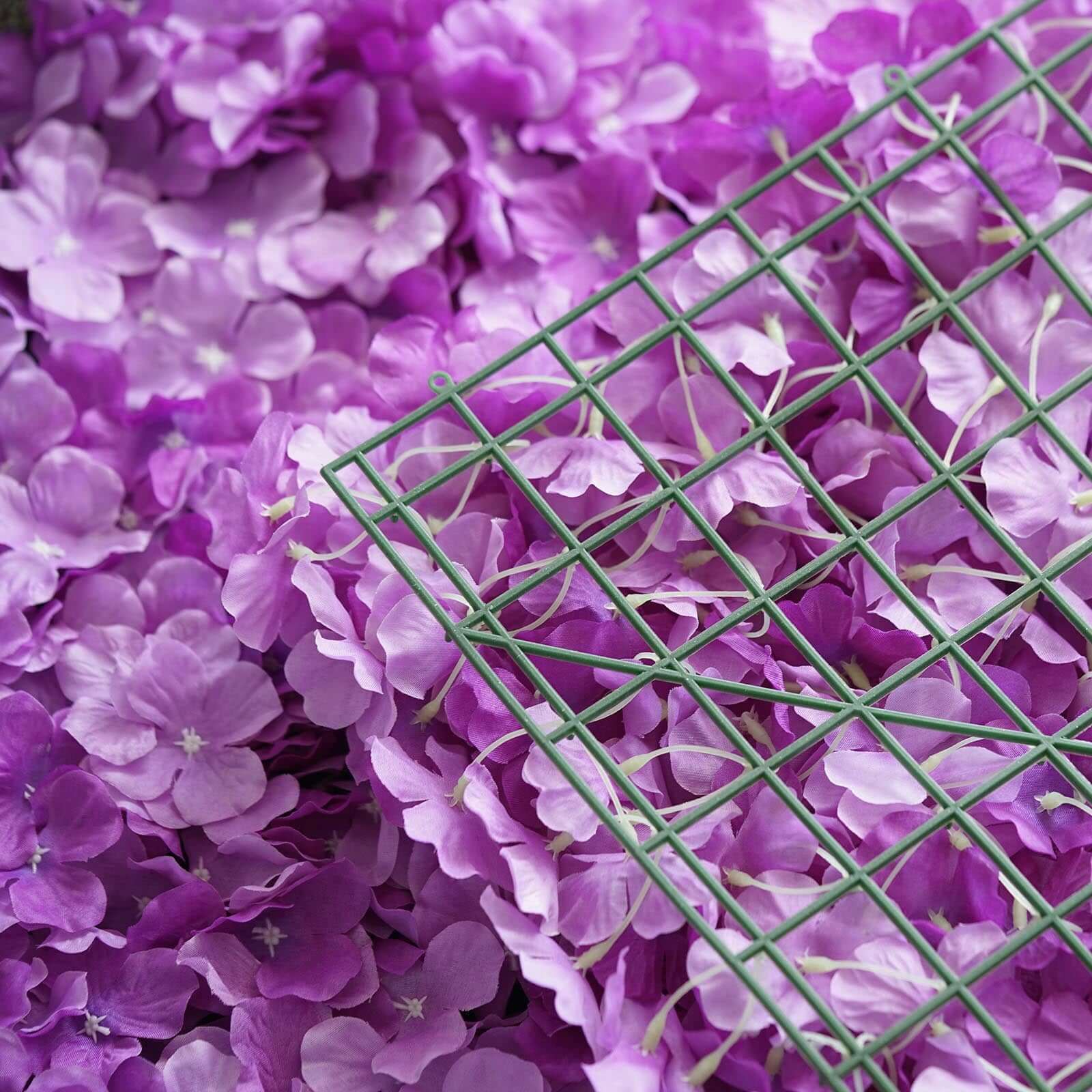 11 Sq ft. Purple UV Protected Hydrangea Flower Wall Mat Backdrop - 4 Artificial Panels - Linen Luxes