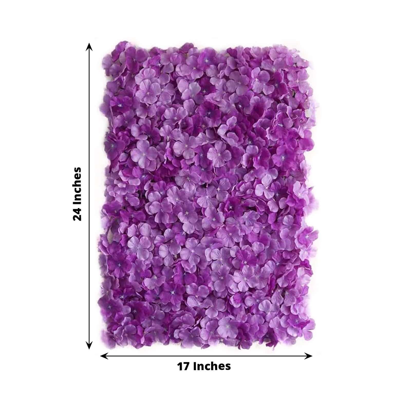 11 Sq ft. Purple UV Protected Hydrangea Flower Wall Mat Backdrop - 4 Artificial Panels - Linen Luxes