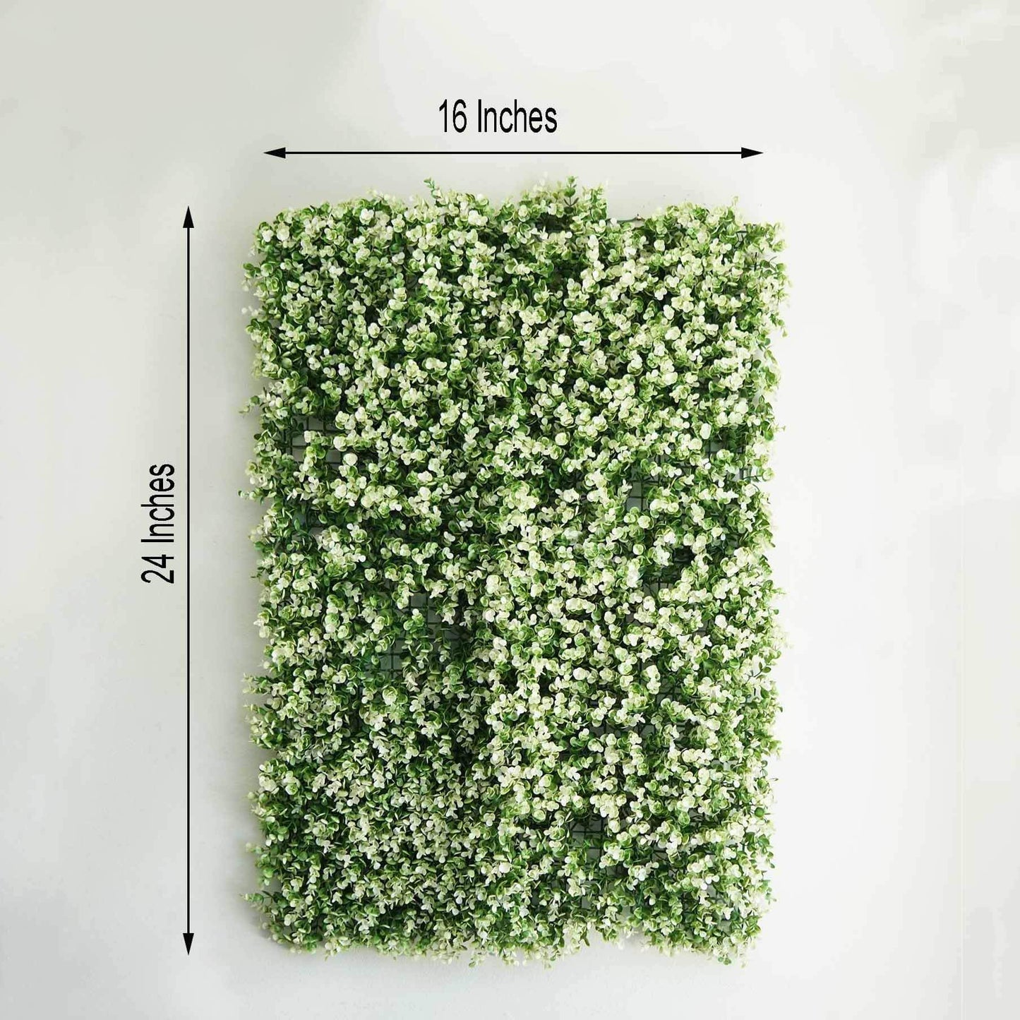 11 Sq ft. White Tip Green Boxwood Hedge Genlisea Garden Wall Backdrop Mat - 4 Artificial Panels - Linen Luxes