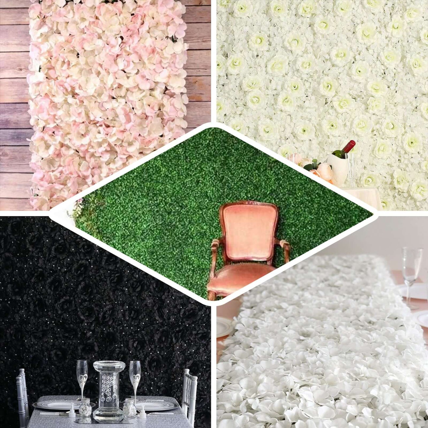 11 Sq ft. White Tip Green Boxwood Hedge Genlisea Garden Wall Backdrop Mat - 4 Artificial Panels - Linen Luxes