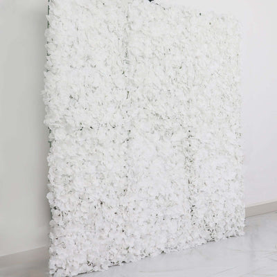 11 Sq ft. White UV Protected Hydrangea Flower Wall Mat Backdrop - 4 Artificial Panels - Linen Luxes