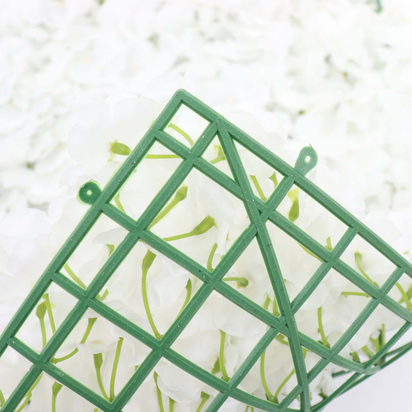 11 Sq ft. White UV Protected Hydrangea Flower Wall Mat Backdrop - 4 Artificial Panels - Linen Luxes