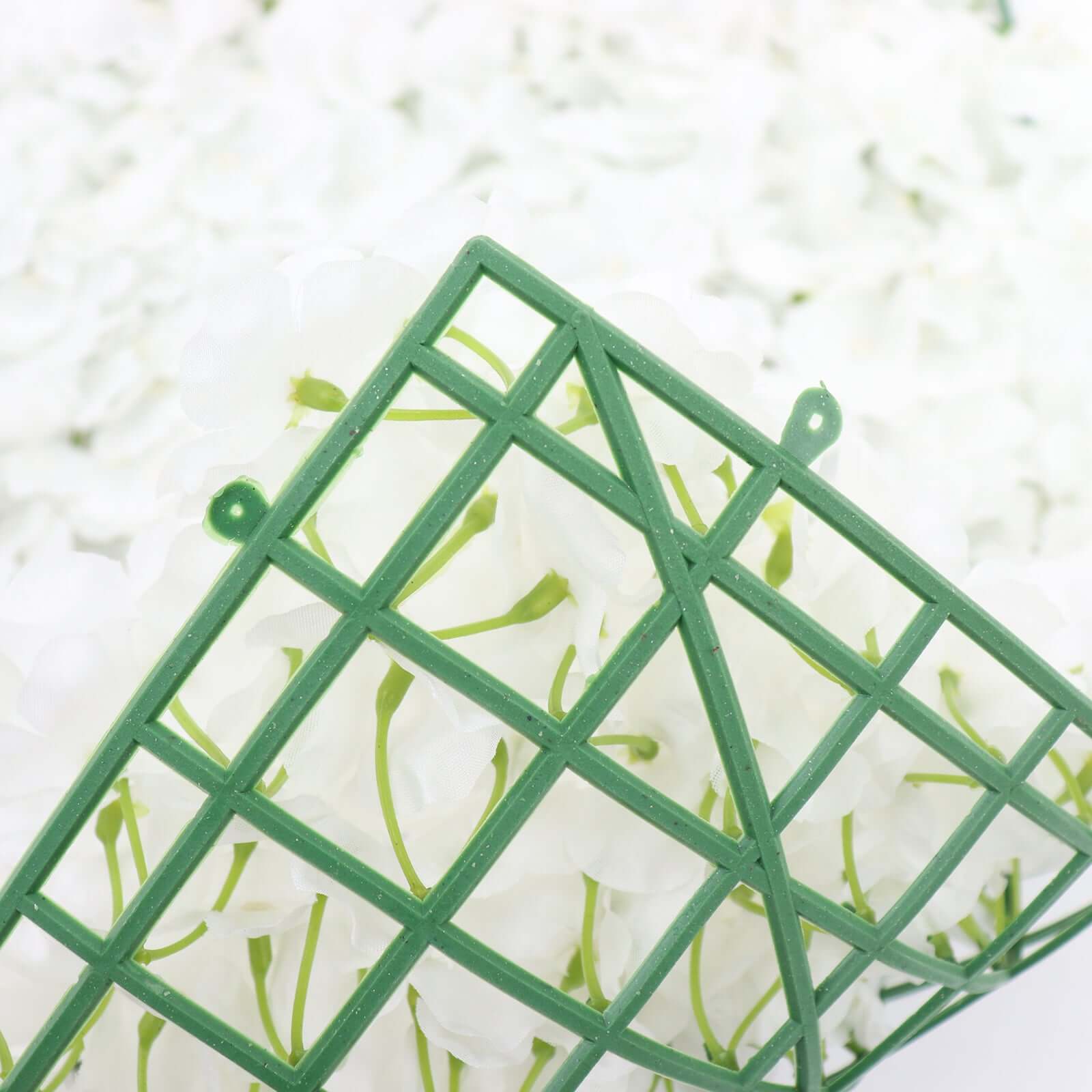 11 Sq ft. White UV Protected Hydrangea Flower Wall Mat Backdrop - 4 Artificial Panels - Linen Luxes