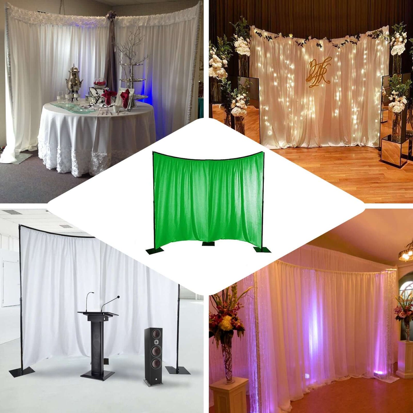 11ftx13ft Triple Base DIY Heavy Duty Curved Photography Backdrop Stand - Linen Luxes