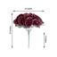 12" Burgundy Artificial Velvet - Like Fabric Rose Flower Bouquet Bush - Linen Luxes