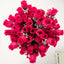 12 Bushes Fuchsia Artificial Premium Silk Flower Rose Bud Bouquets - Linen Luxes