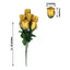 12 Bushes Gold Artificial Premium Silk Flower Rose Bud Bouquets - Linen Luxes