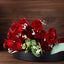 12 Bushes Red, Black Artificial Premium Silk Flower Rose Bud Bouquets - Linen Luxes