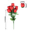 12 Bushes Red, Black Artificial Premium Silk Flower Rose Bud Bouquets - Linen Luxes