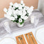 12 Bushes White Artificial Premium Silk Flower Rose Bud Bouquets - Linen Luxes