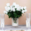 12 Bushes White Artificial Premium Silk Flower Rose Bud Bouquets - Linen Luxes