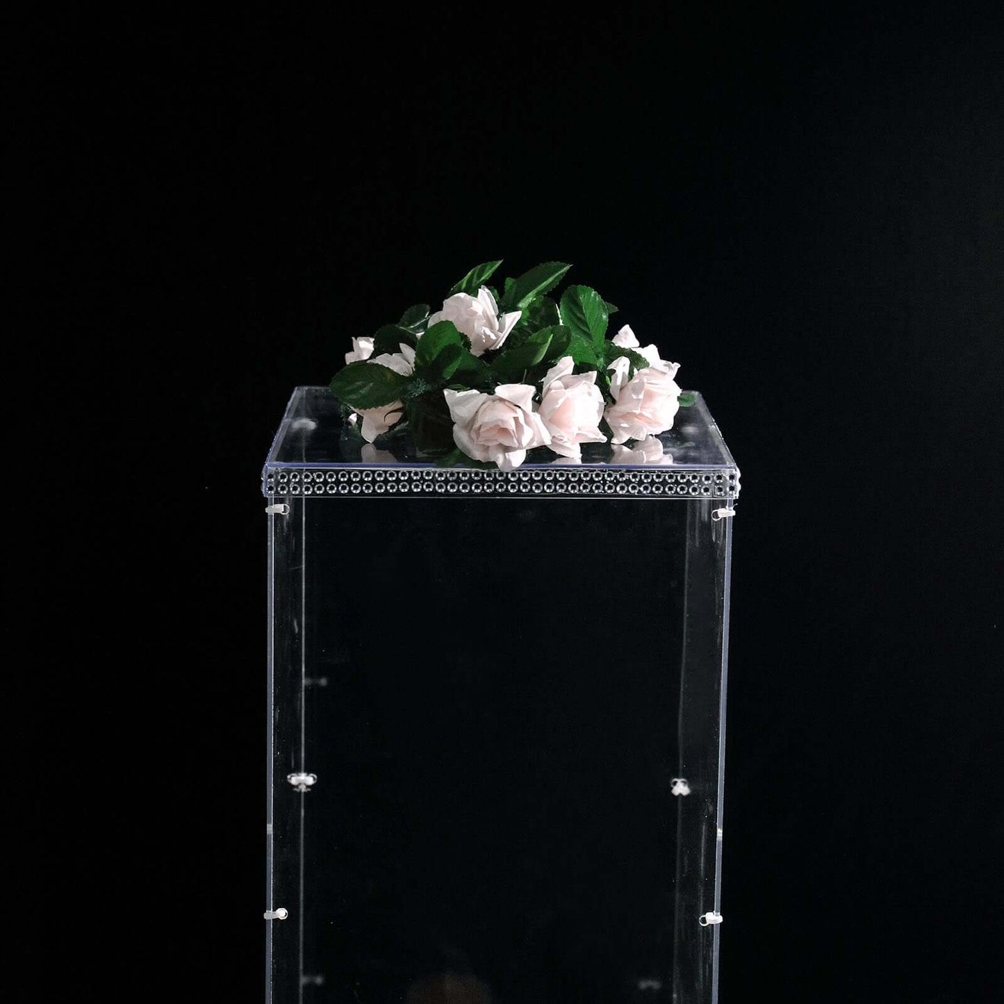 12" Clear Mirrored Acrylic Display Box, Transparent Pedestal Riser with Interchangeable Lid and Base - Linen Luxes