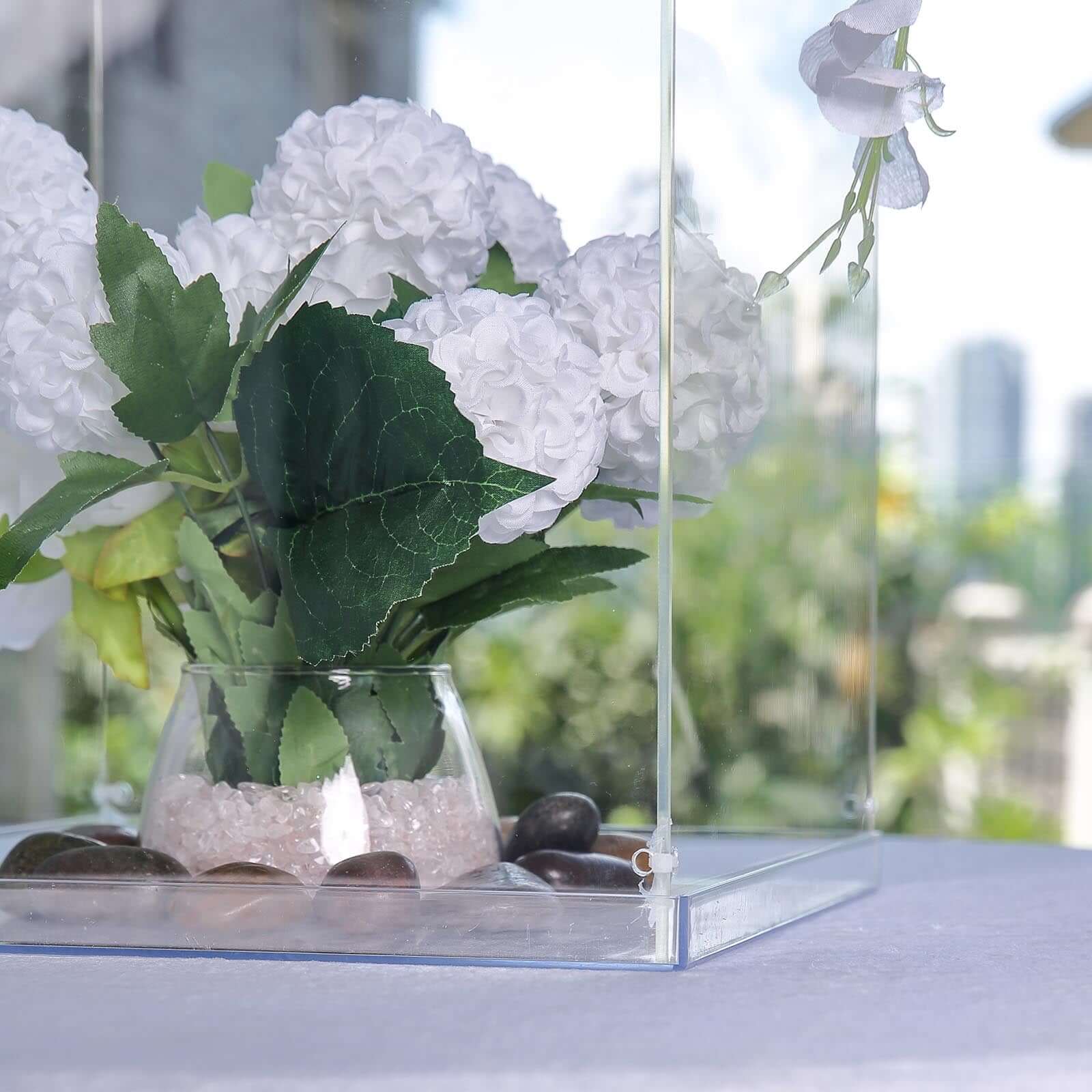 12" Clear Mirrored Acrylic Display Box, Transparent Pedestal Riser with Interchangeable Lid and Base - Linen Luxes