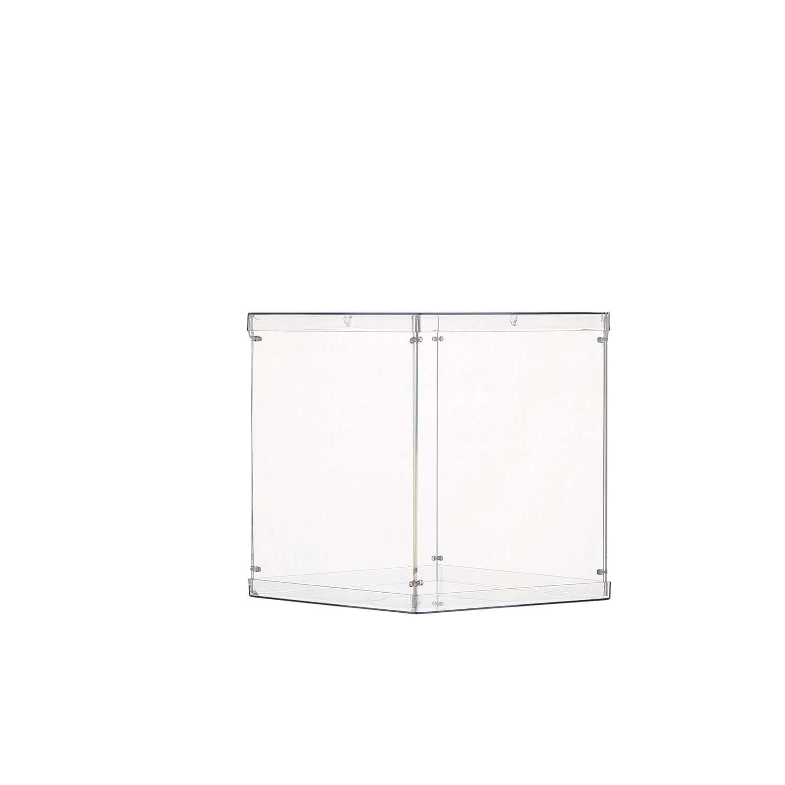 12" Clear Mirrored Acrylic Display Box, Transparent Pedestal Riser with Interchangeable Lid and Base - Linen Luxes