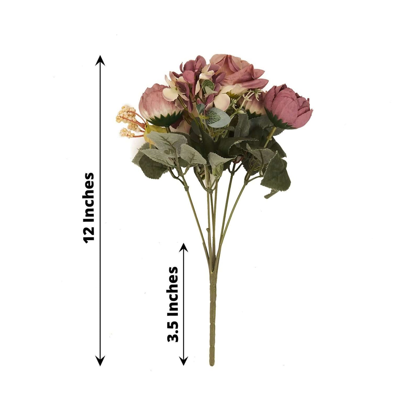 2 Pack Artificial Rose & Peony Floral Arrangements â€“ 12" Dusty Rose Silk Bouquets for Weddings & Home DÃ©cor
