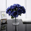 12" Navy Blue Artificial Velvet - Like Fabric Rose Flower Bouquet Bush - Linen Luxes