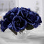 12" Navy Blue Artificial Velvet - Like Fabric Rose Flower Bouquet Bush - Linen Luxes