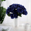 12" Navy Blue Artificial Velvet - Like Fabric Rose Flower Bouquet Bush - Linen Luxes