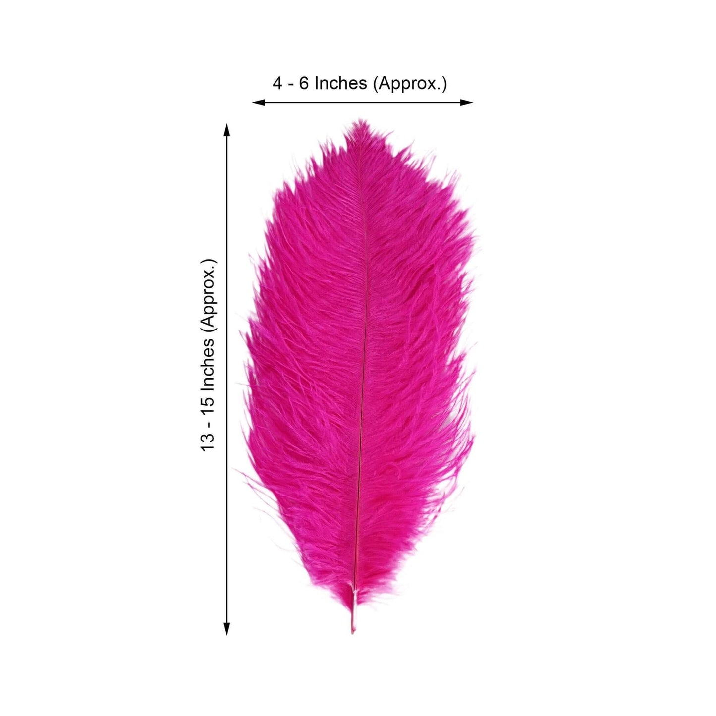12 Pack 13" - 15" Fuchsia Natural Plume Real Ostrich Feathers, DIY Centerpiece Fillers - Linen Luxes