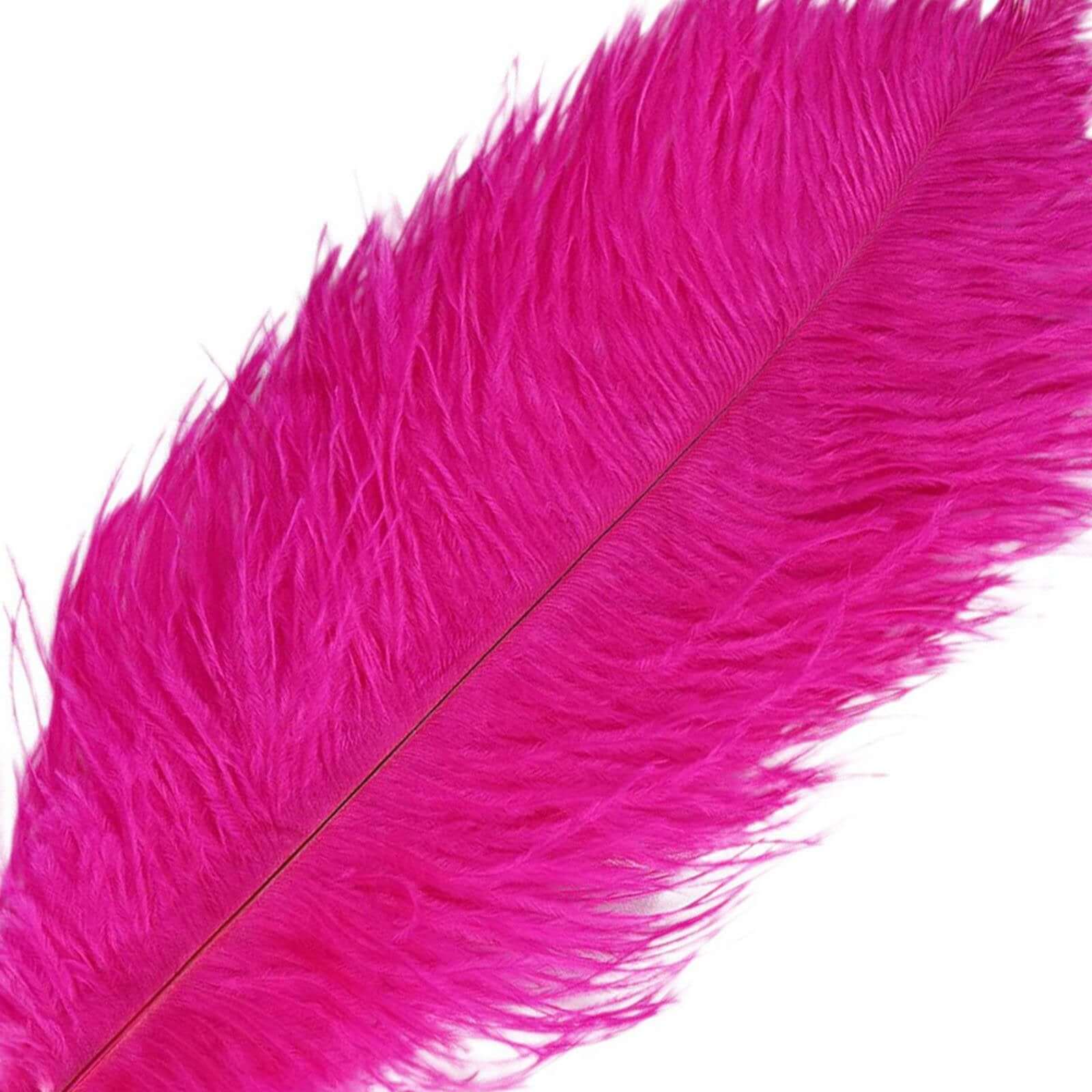 12 Pack 13" - 15" Fuchsia Natural Plume Real Ostrich Feathers, DIY Centerpiece Fillers - Linen Luxes