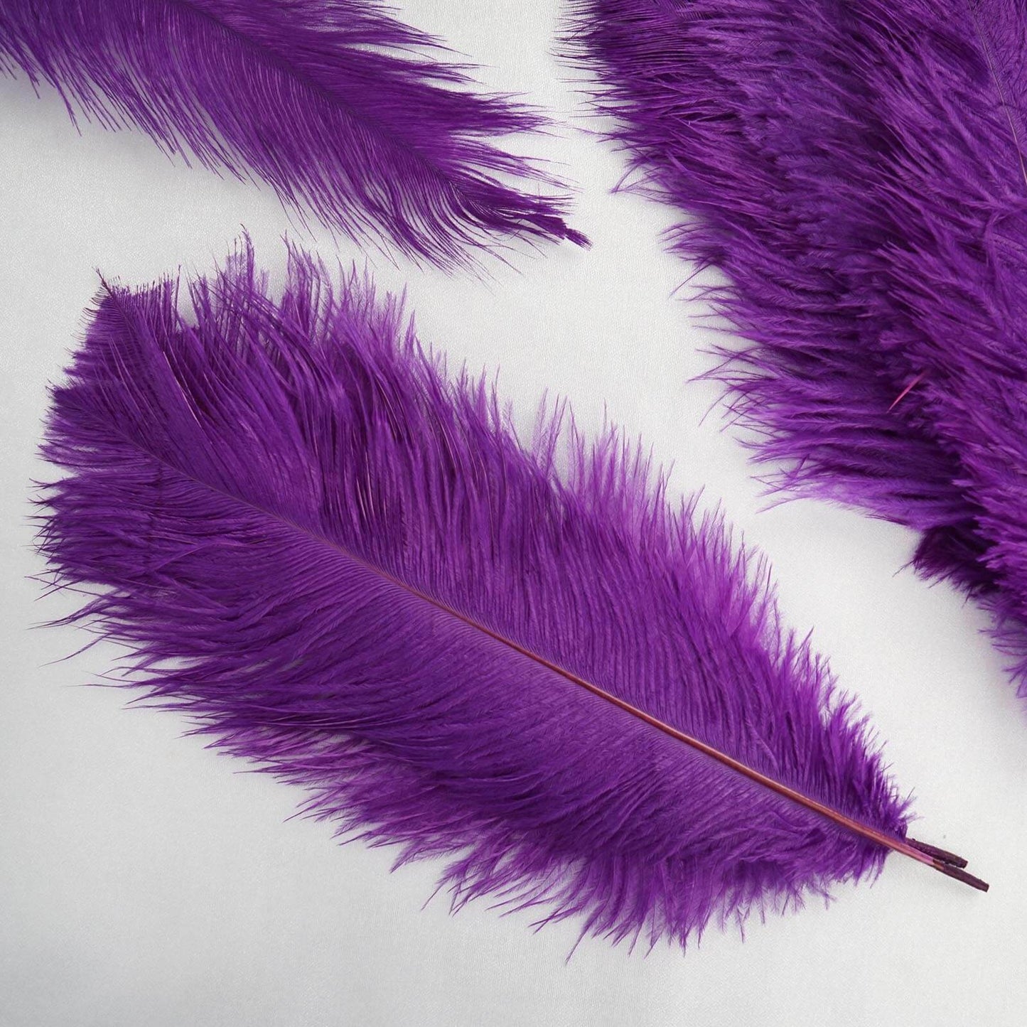 12 Pack 13" - 15" Purple Natural Plume Real Ostrich Feathers, DIY Centerpiece Fillers - Linen Luxes