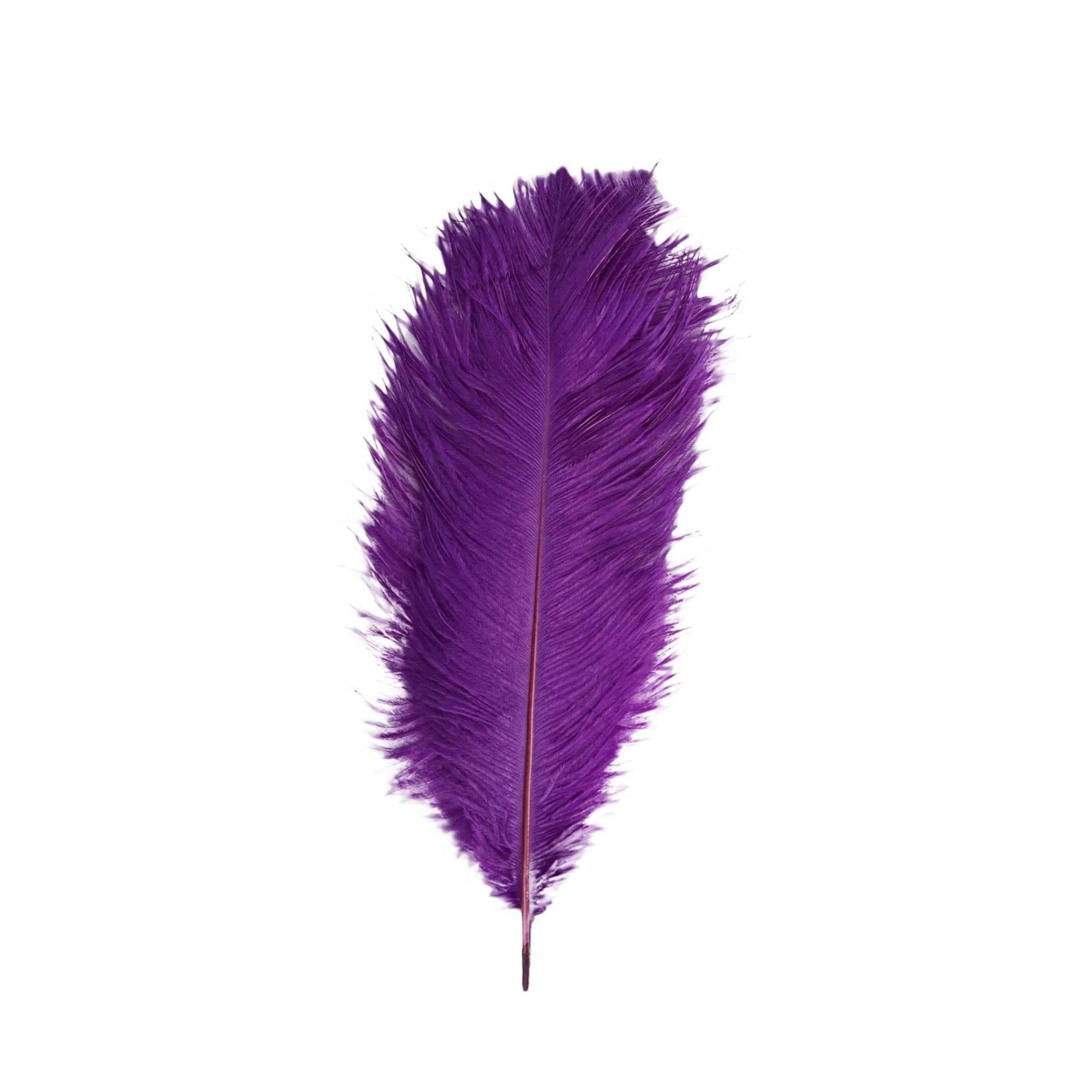 12 Pack 13" - 15" Purple Natural Plume Real Ostrich Feathers, DIY Centerpiece Fillers - Linen Luxes