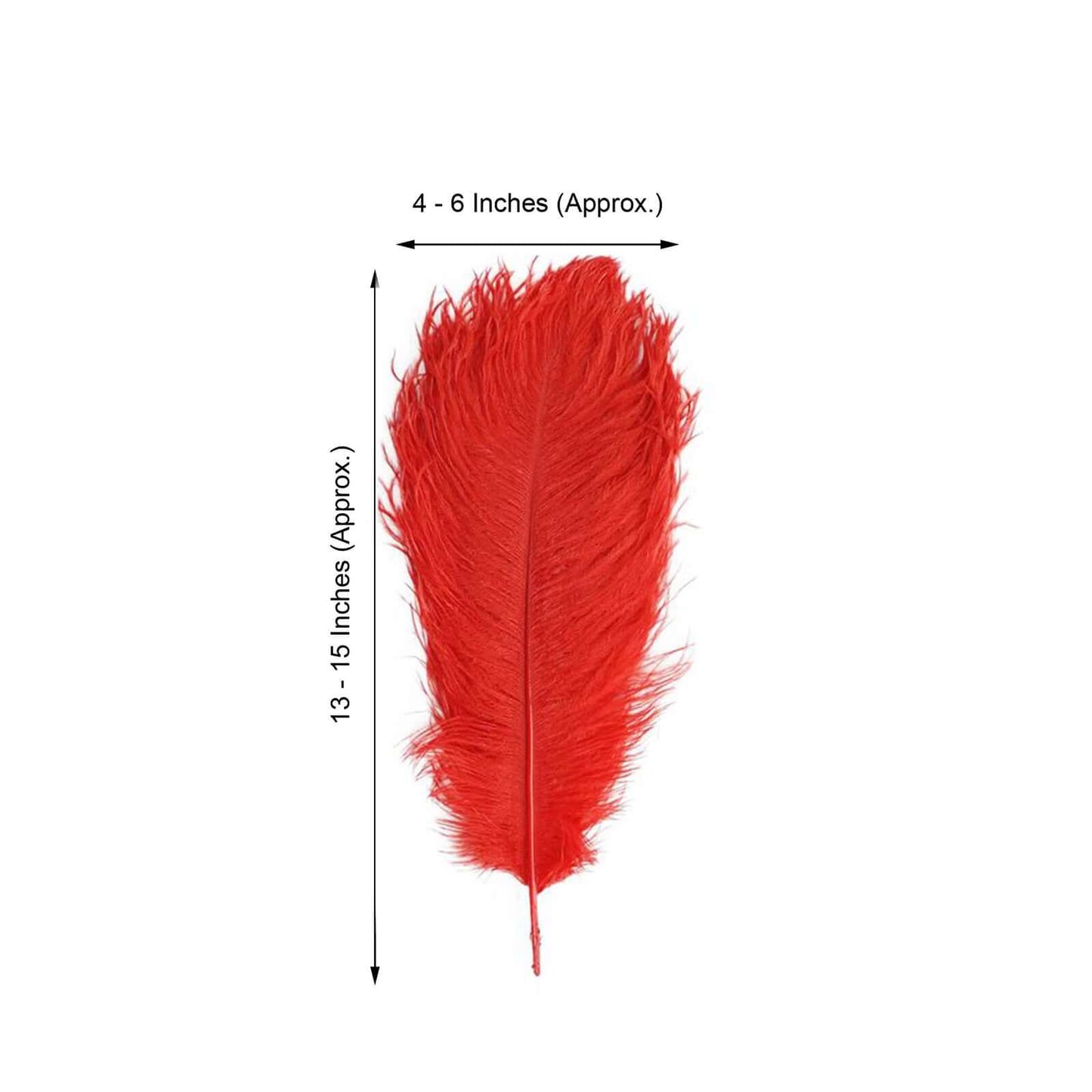 12 Pack 13" - 15" Red Natural Plume Real Ostrich Feathers, DIY Centerpiece Fillers - Linen Luxes