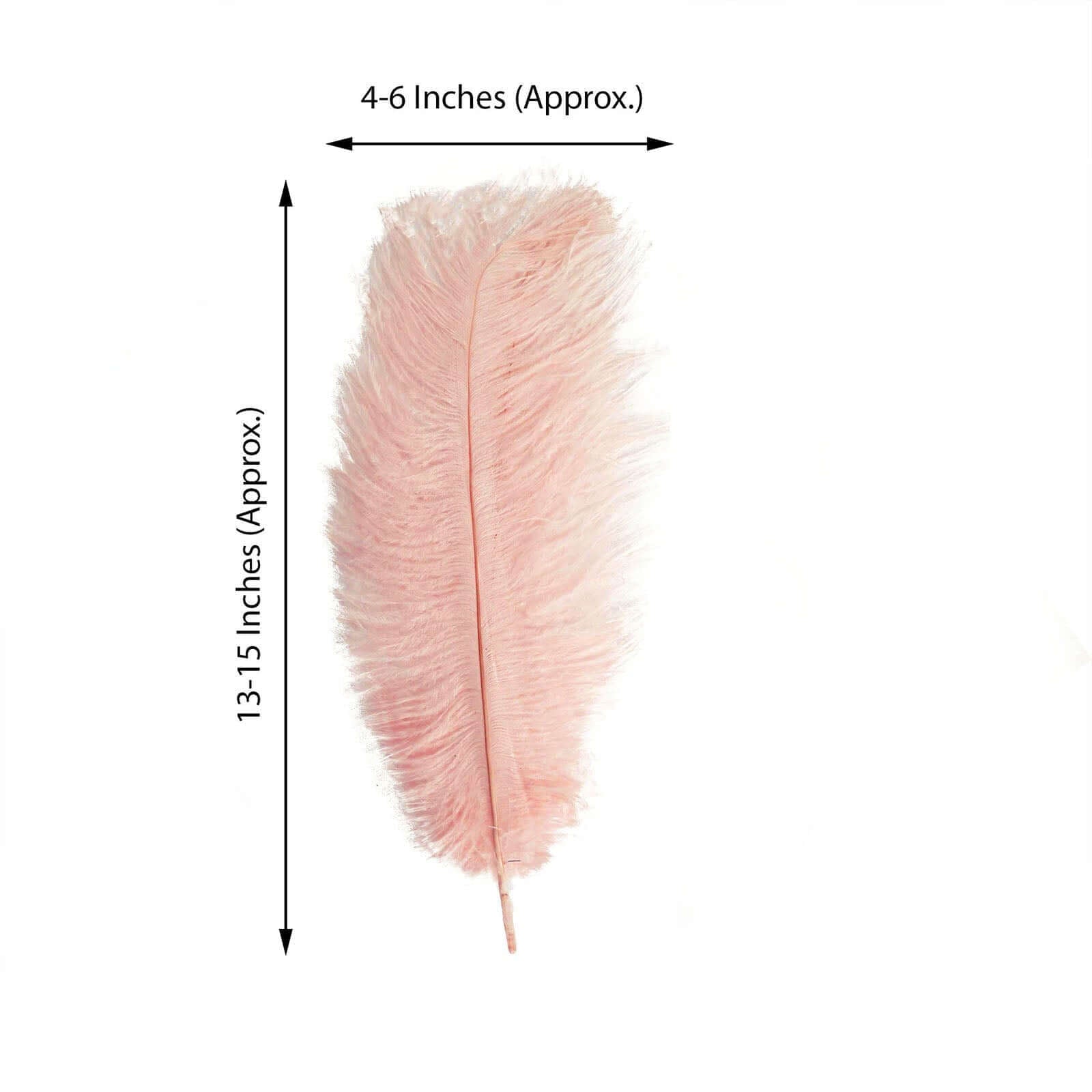 12 Pack 13" - 15" Rose Gold Natural Plume Real Ostrich Feathers, DIY Centerpiece Fillers - Linen Luxes