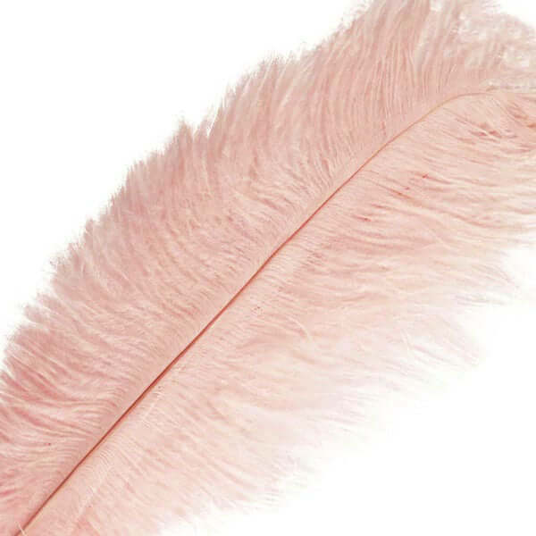 12 Pack 13" - 15" Rose Gold Natural Plume Real Ostrich Feathers, DIY Centerpiece Fillers - Linen Luxes