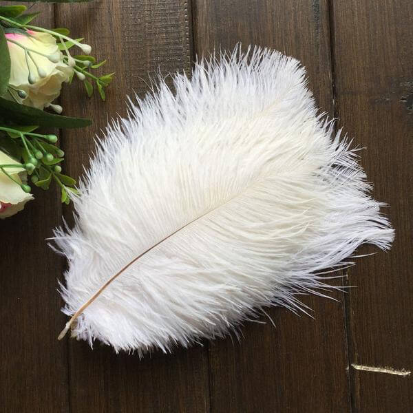 12 Pack 13" - 15" White Natural Plume Real Ostrich Feathers, DIY Centerpiece Fillers - Linen Luxes