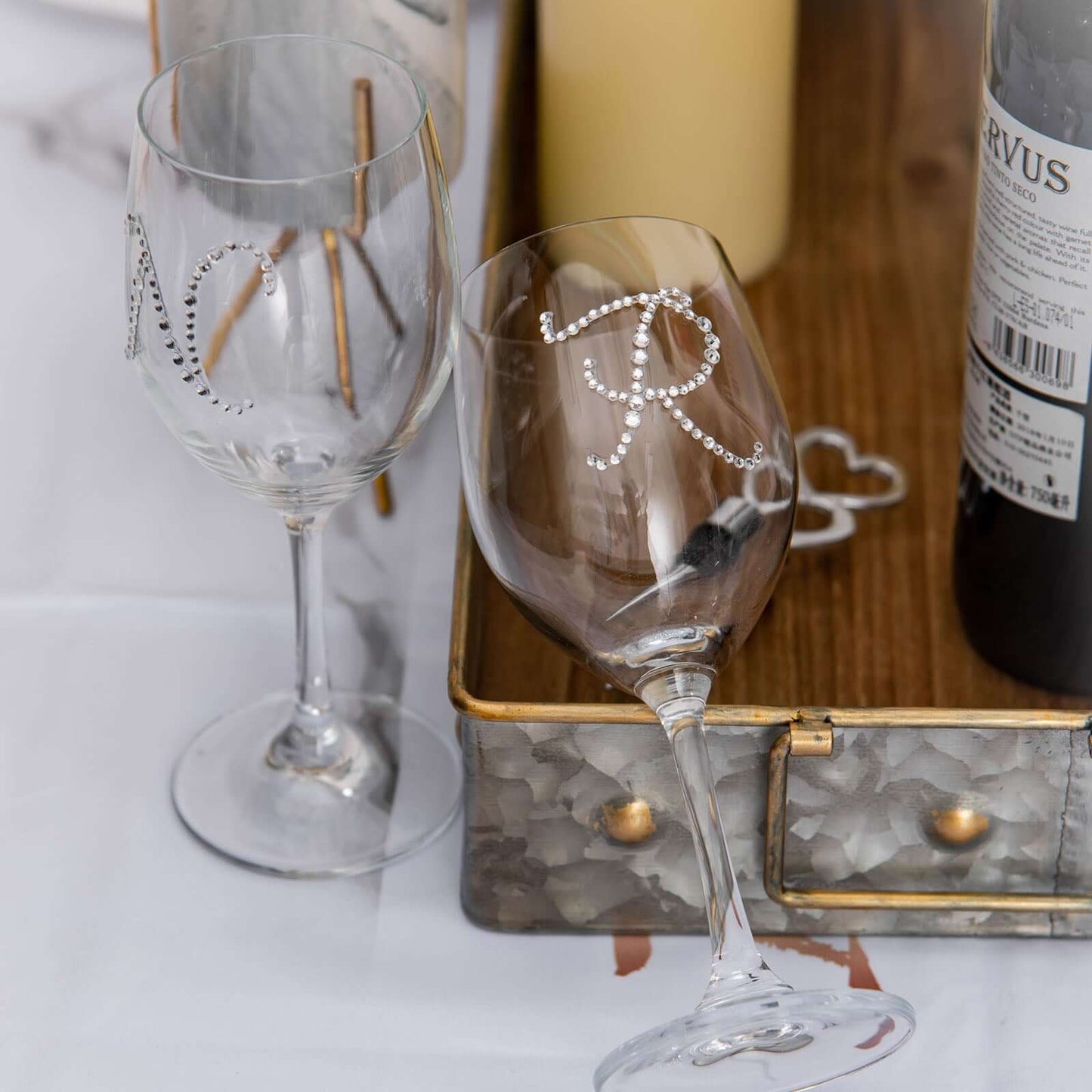 12 Pack 1.5" Clear Rhinestone Monogram Letter Jewel Sticker Self Adhesive DIY Diamond Decor - D - Linen Luxes